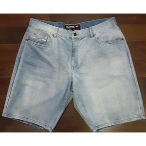 Ecko Unltd Mens Baggy Denim Shorts Light Wash Blue Y2K Streetwear Size 40